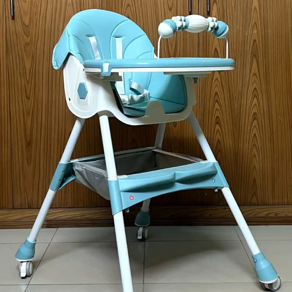 4 In 1 Premium Quality Foldable Baby Feeding high Chair | Multifuntional | Green Color