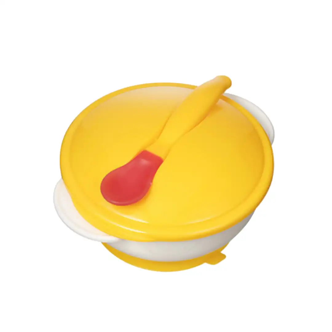 Baby feeding Bowl With Lid and Spoon-Yellow-232A